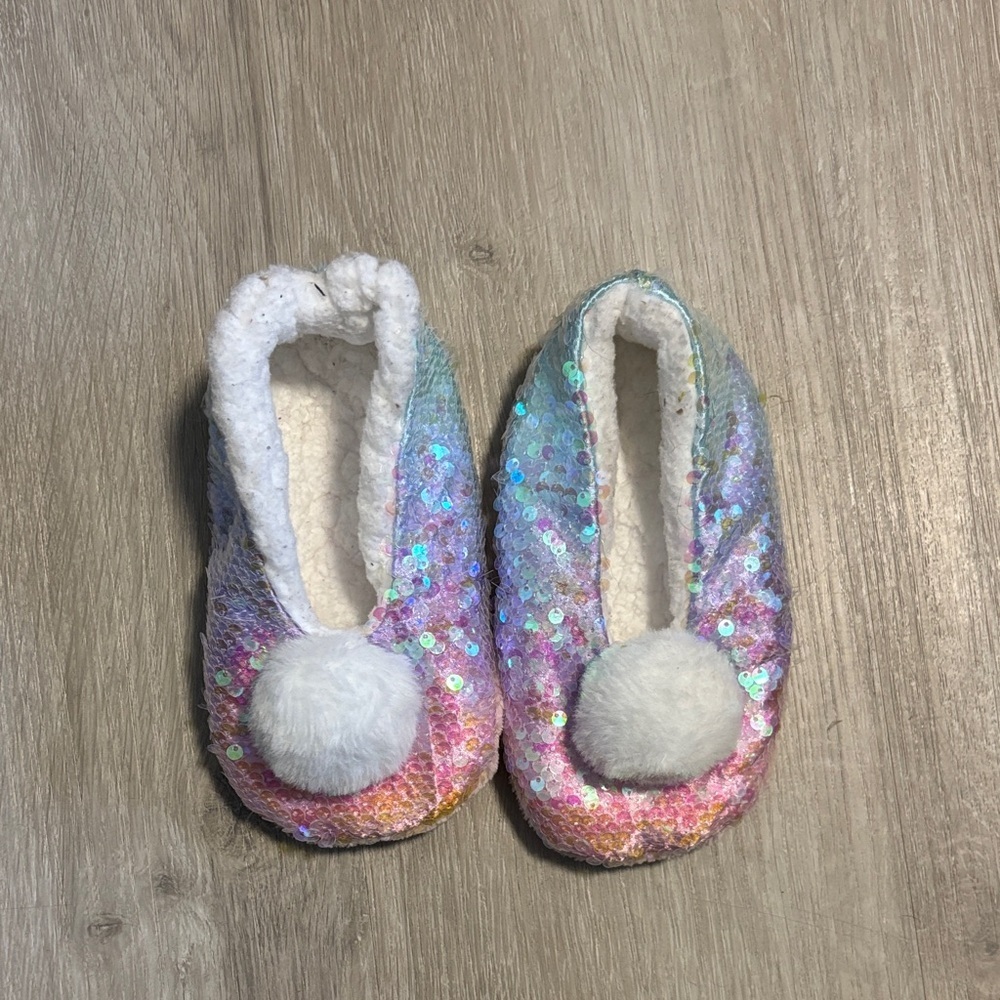 Sequin Pom-Pom Slippers - Picture 1 of 2